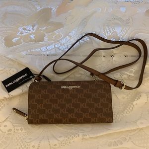 New Karl Lagerfeld Brown Mini Crossbody Purse